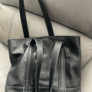 Coach Black Leather Tote Bag
